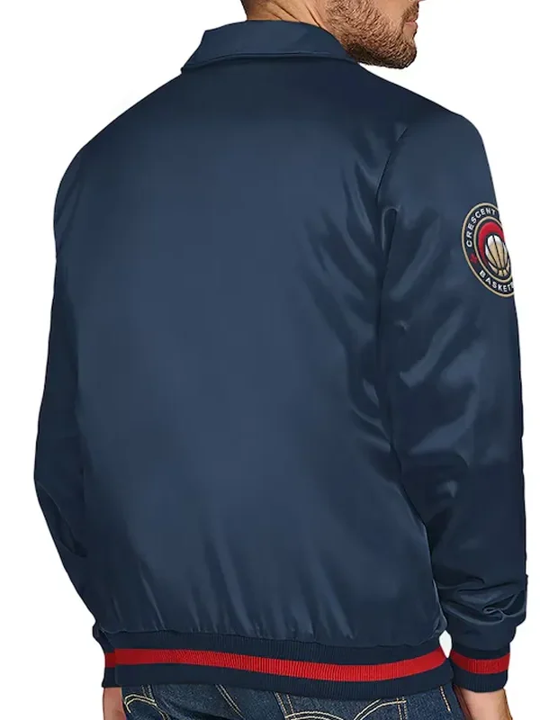 New Orleans Pelicans Stitch Applique Navy Satin Jacket