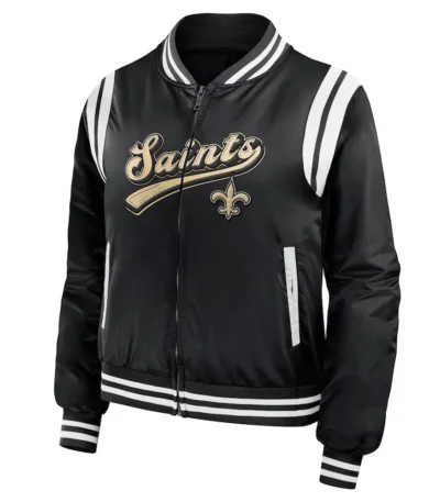 New Orleans Saints Black Bomber Full-Zip Jacket