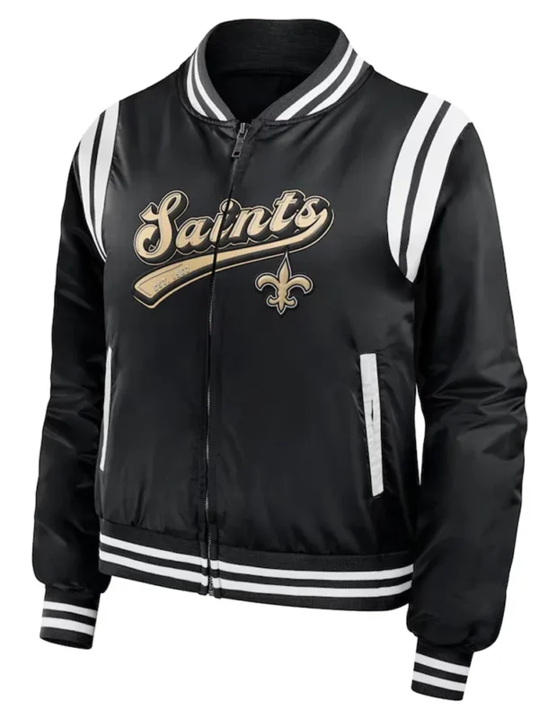 New Orleans Saints Black Bomber Full-Zip Jacket