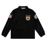 New Orleans Saints Black Satin Windbreaker