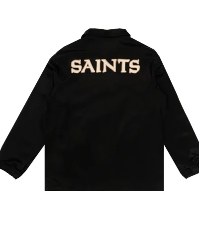 New Orleans Saints Black Satin Windbreaker