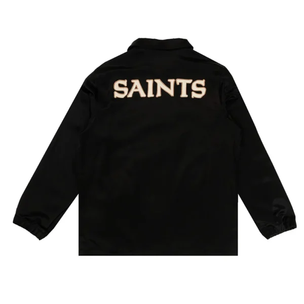 New Orleans Saints Black Satin Windbreaker