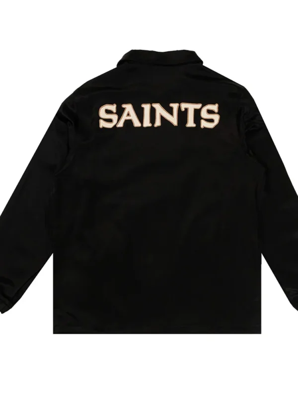 New Orleans Saints Black Satin Windbreaker