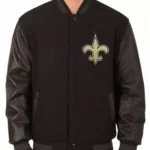 New Orleans Saints Black Wool-Leather Jacket