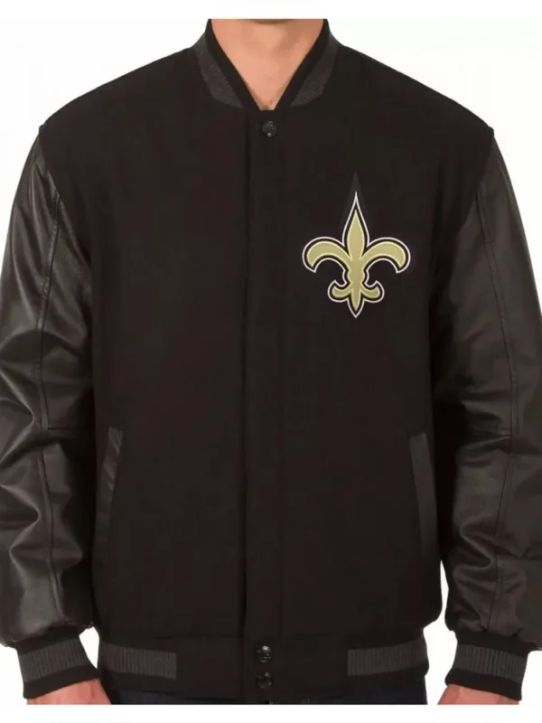 New Orleans Saints Black Wool-Leather Jacket