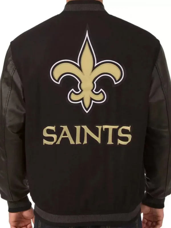 New Orleans Saints Black Wool-Leather Jacket