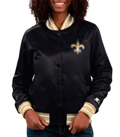 New Orleans Saints Full Count Black Satin Jacket