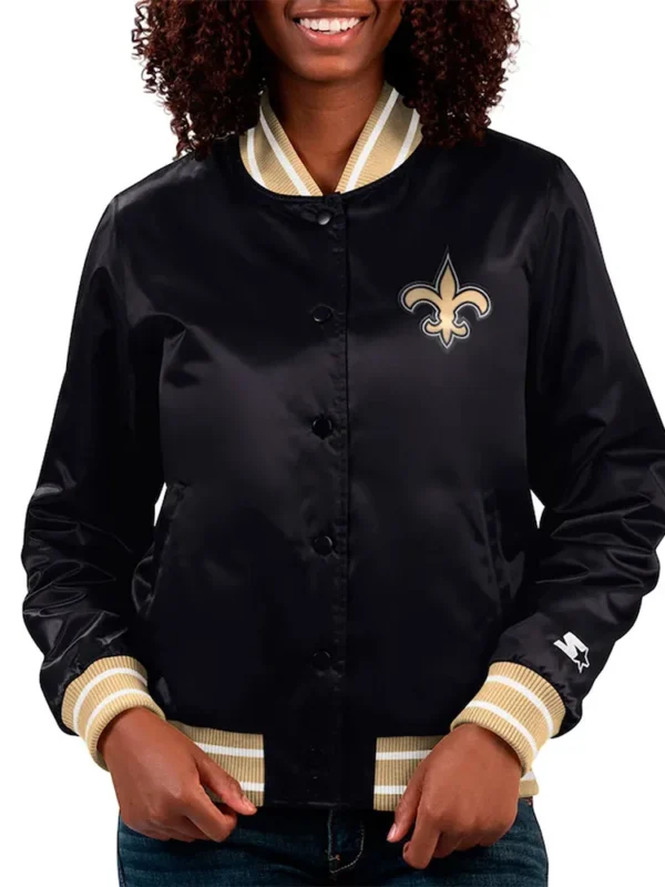 New Orleans Saints Full Count Black Satin Jacket