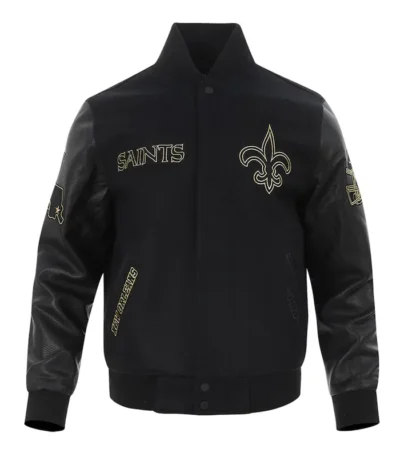 New Orleans Saints Full-Zip Black Varsity Jacket