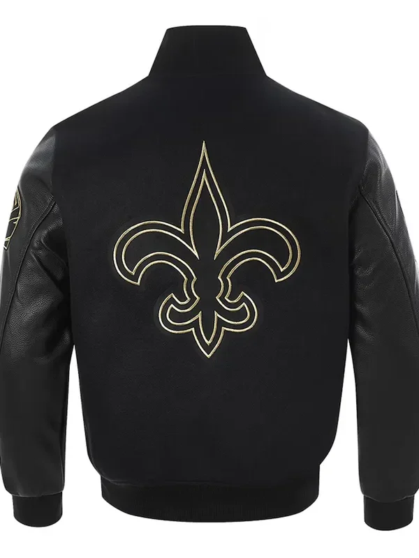 New Orleans Saints Full-Zip Black Varsity Jacket