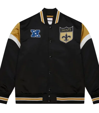 New Orleans Saints Heavyweight Black Satin Jacket