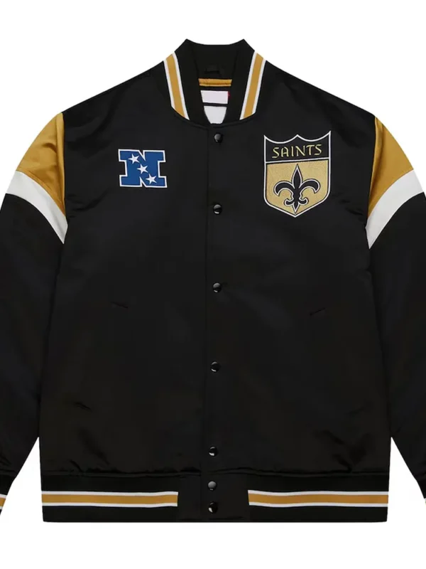 New Orleans Saints Heavyweight Black Satin Jacket