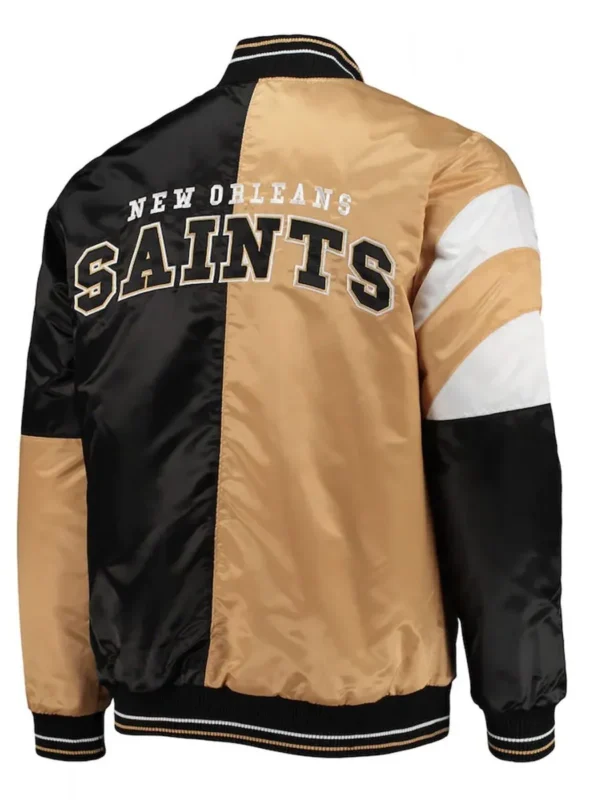 New Orleans Saints Leader Black and Gold Full-Snap Satin Jacket