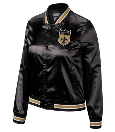 New Orleans Saints Lightweight Black Satin Jacket