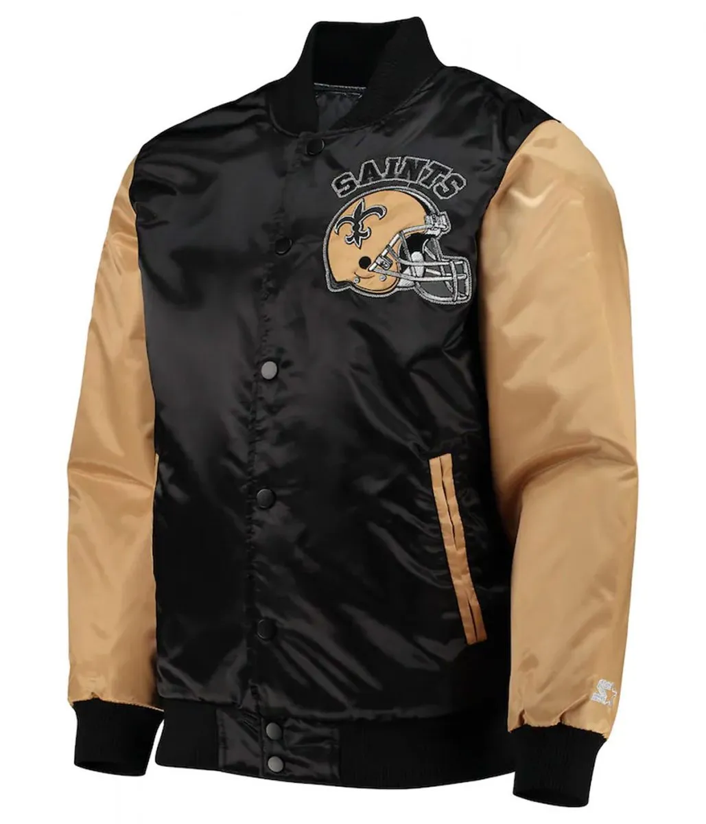 New Orleans Saints Locker Room Throwback Black and Gold Jacket New Orleans Saints Locker Room Throwback Black and Gold Jacket