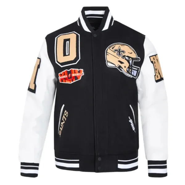 New Orleans Saints Mashup Rib Varsity Wool-Leather Jacket