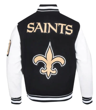 New Orleans Saints Mashup Rib Varsity Wool-Leather Jacket