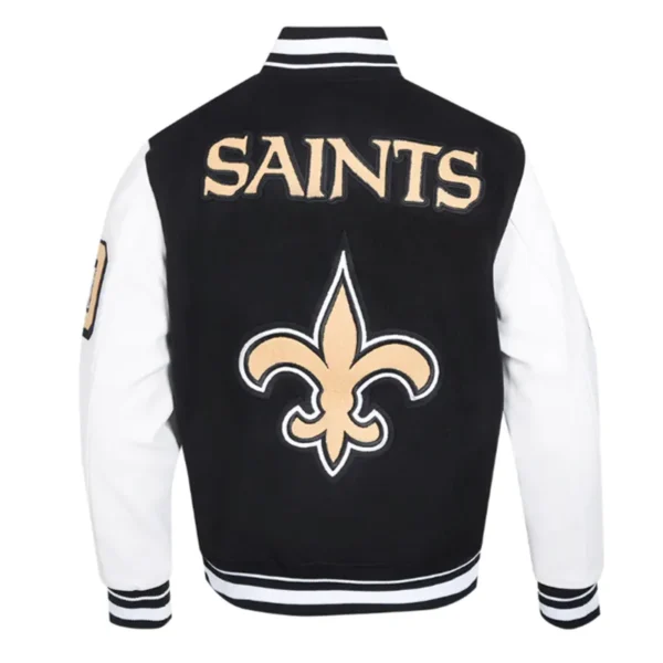 New Orleans Saints Mashup Rib Varsity Wool-Leather Jacket