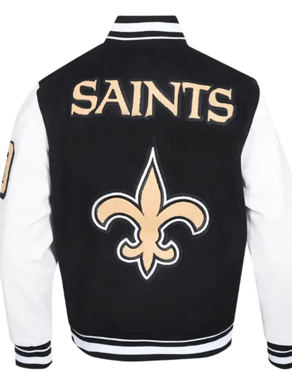New Orleans Saints Mashup Rib Varsity Wool-Leather Jacket