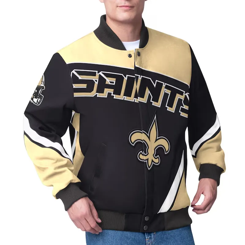 New Orleans Saints Maximum Racing Black Jacket New Orleans Saints Maximum Racing Black Jacket