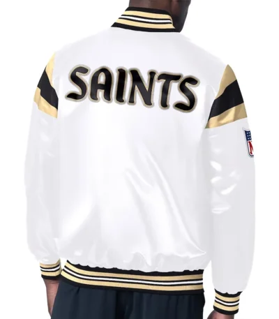 New Orleans Saints Midweight White Satin Jacket