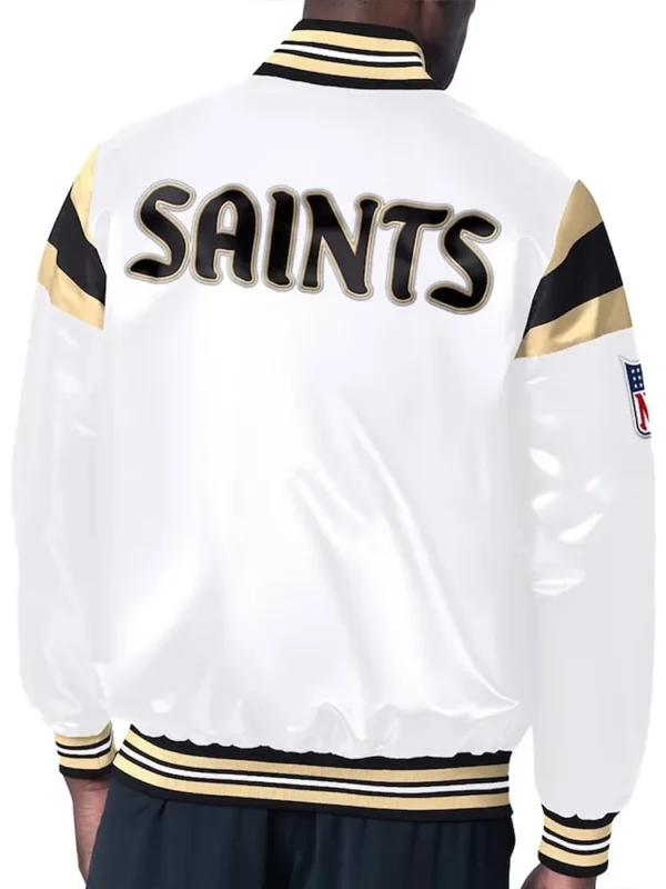 New Orleans Saints Midweight White Satin Jacket