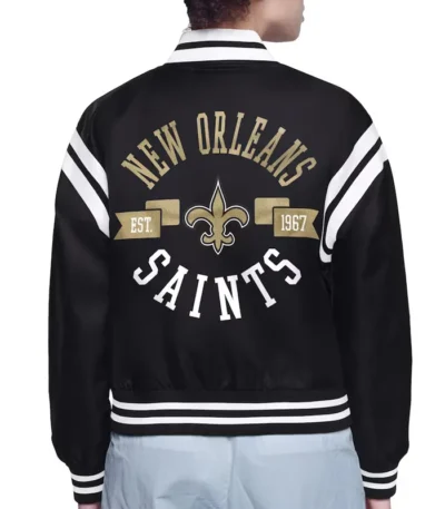 New Orleans Saints Printed Logo Varsity Satin Jacket