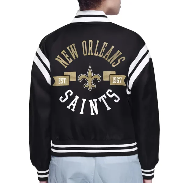 New Orleans Saints Printed Logo Varsity Satin Jacket