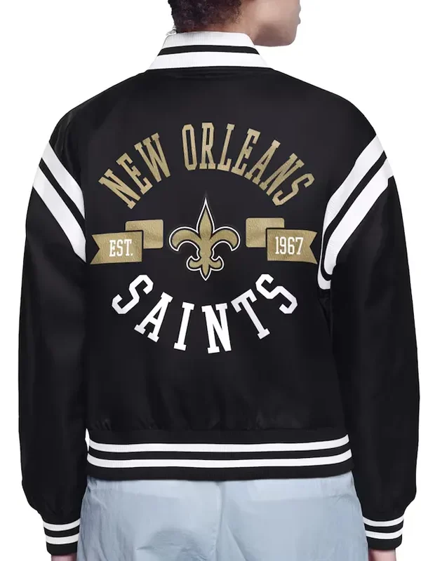 New Orleans Saints Printed Logo Varsity Satin Jacket