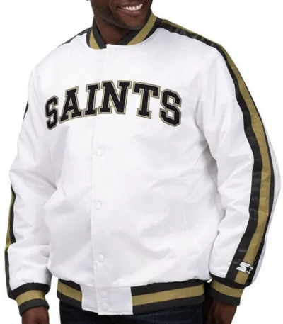 New Orleans Saints Satin White The D-Line Jacket