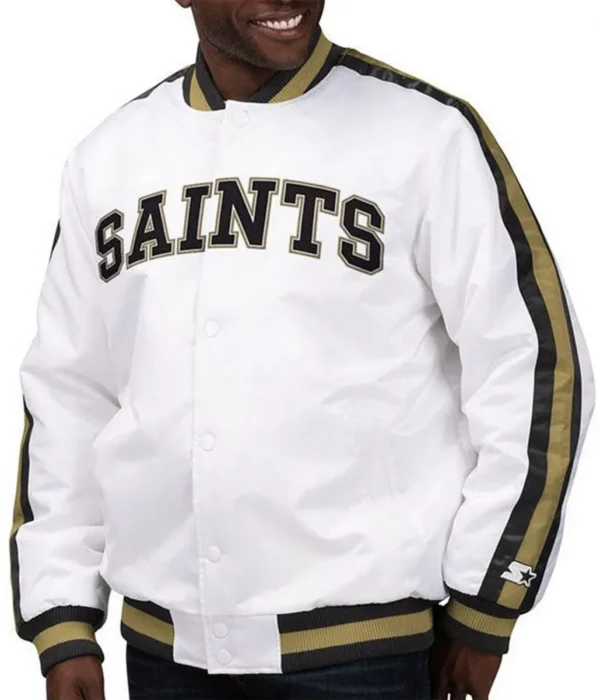 New Orleans Saints Satin White The D-Line Jacket