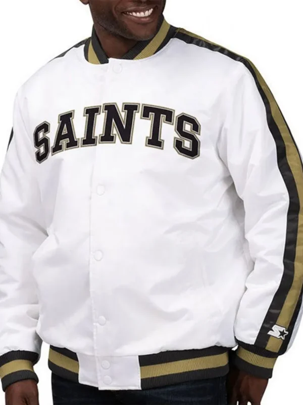 New Orleans Saints Satin White The D-Line Jacket