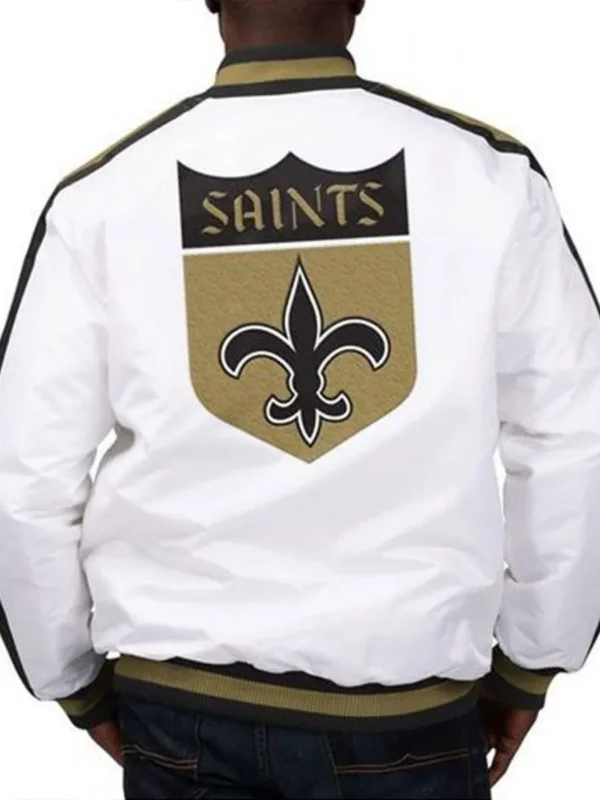 New Orleans Saints Satin White The D-Line Jacket