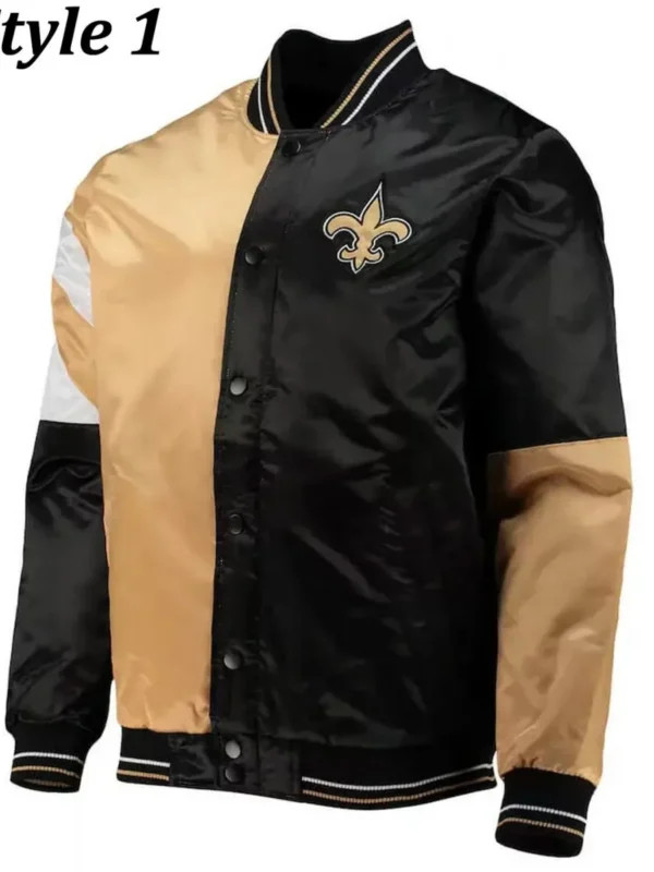 New Orleans Saints Throwback Varsity Black and Brown Jacket