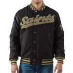 New Orleans Saints Varsity Black Wool Jacket