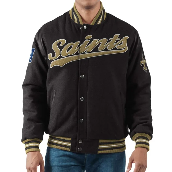 New Orleans Saints Varsity Black Wool Jacket