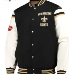 New Orleans Saints Victory Formation Commemorative Varsity Black and White Jacket