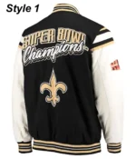 New Orleans Saints Victory Formation Commemorative Varsity Black and White Jacket