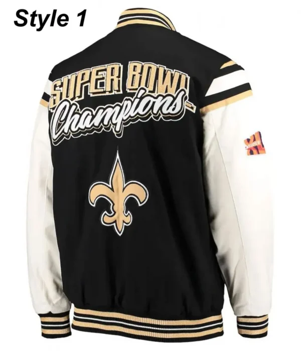 New Orleans Saints Victory Formation Commemorative Varsity Black and White Jacket