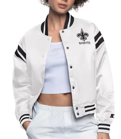 New Orleans Saints White Full Count Satin Jacket