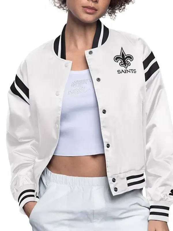 New Orleans Saints White Full Count Satin Jacket