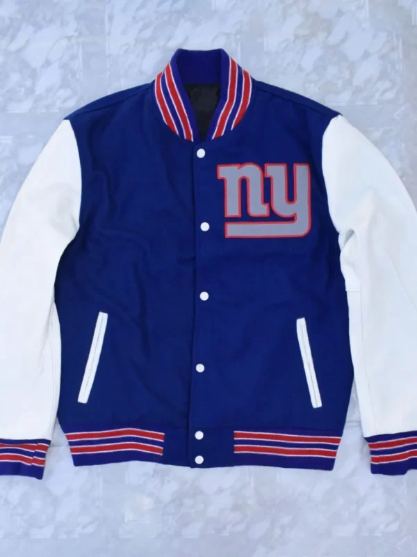 New York Giants Blue and White Letterman Jacket