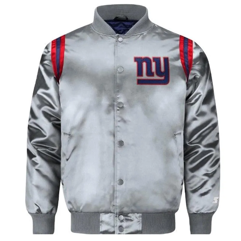 New York Giants Exclusive Gray Satin Jacket New York Giants Exclusive Gray Satin Jacket