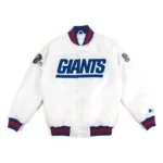 New York Giants Helmet Bomber White Jacket