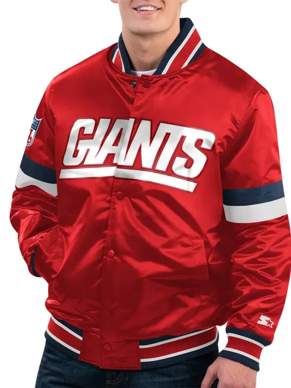 New York Giants Home Game Red Satin Jacket