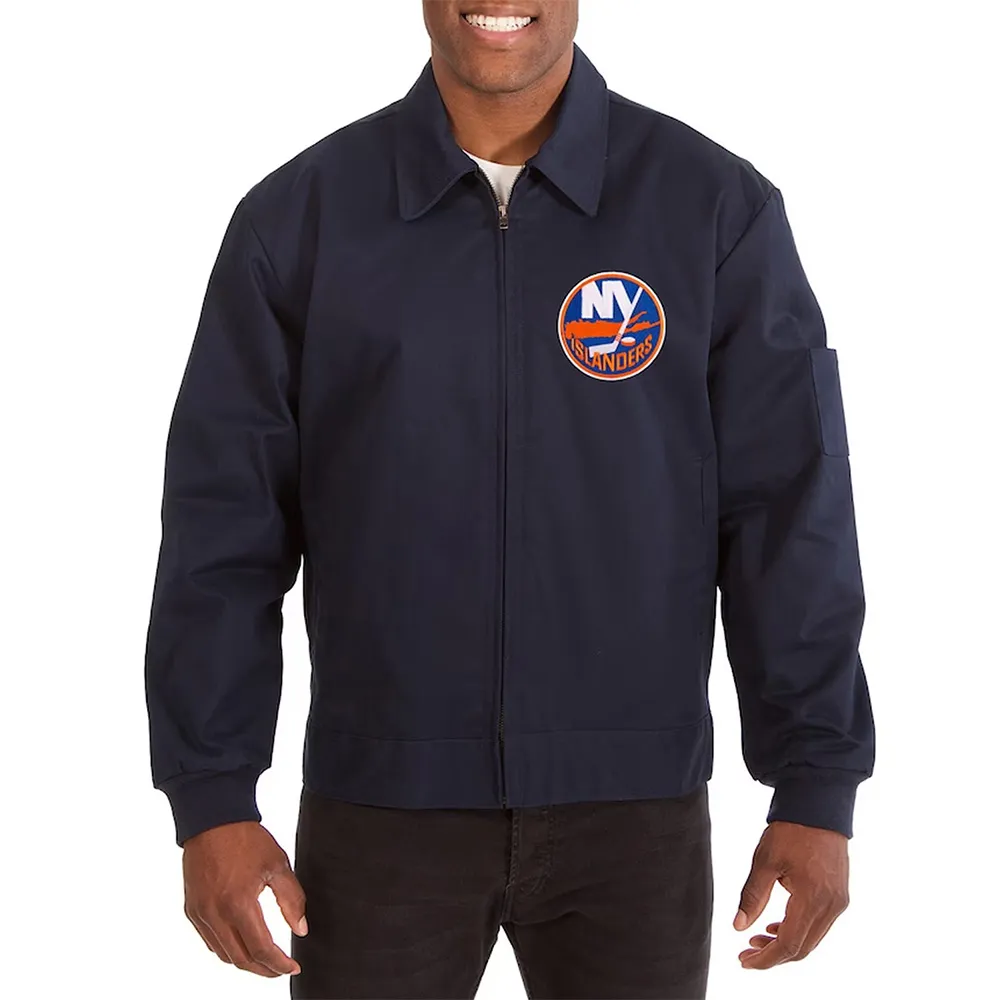 New York Islanders Workwear Navy Cotton Jacket New York Islanders Workwear Navy Cotton Jacket