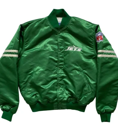 New York Jets 80s Green and Black Satin Jacket