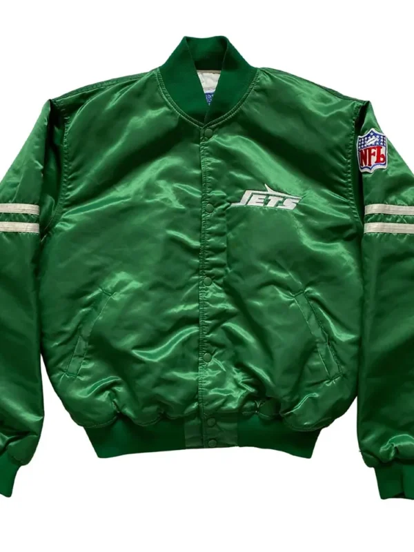 New York Jets 80s Green and Black Satin Jacket