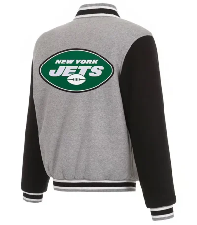 New York Jets Gray and Black Varsity Wool Jacket