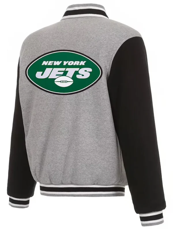 New York Jets Gray and Black Varsity Wool Jacket